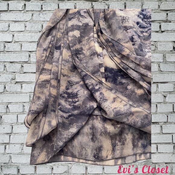 NWT Max Azria Women's One Strap Ruffled Mini Dress Grey/Blue. 100% Silk. Size  L - Picture 3 of 9